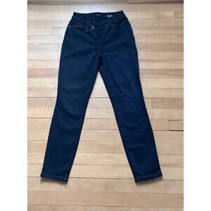 Good American Good Legs Crop Crossover Waist Skinny Jeans Black Size 4/27